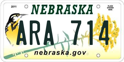 NE license plate ARA714