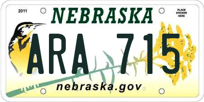 NE license plate ARA715