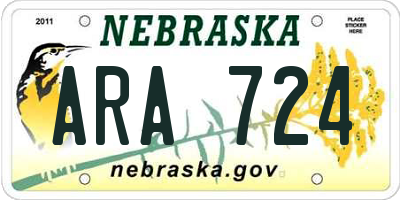 NE license plate ARA724