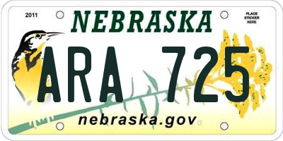 NE license plate ARA725
