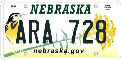 NE license plate ARA728