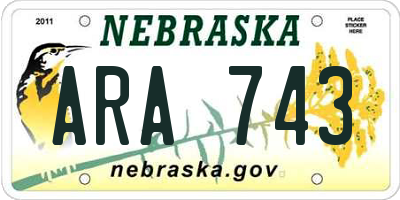 NE license plate ARA743