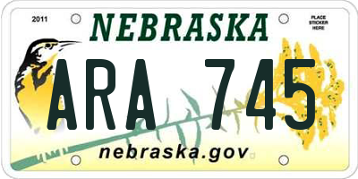 NE license plate ARA745