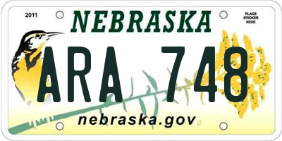 NE license plate ARA748