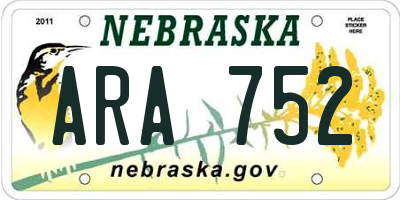 NE license plate ARA752