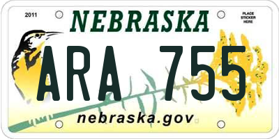 NE license plate ARA755