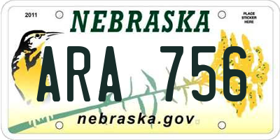 NE license plate ARA756
