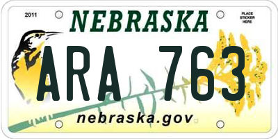 NE license plate ARA763
