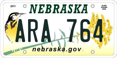 NE license plate ARA764