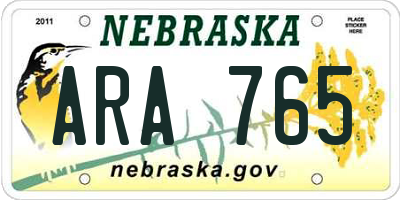 NE license plate ARA765