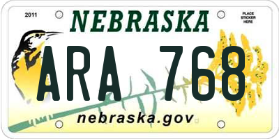 NE license plate ARA768