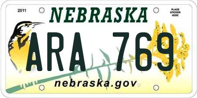 NE license plate ARA769