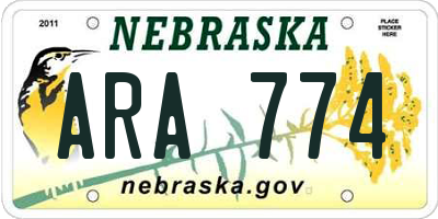 NE license plate ARA774
