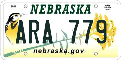 NE license plate ARA779