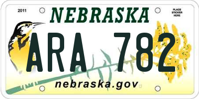 NE license plate ARA782