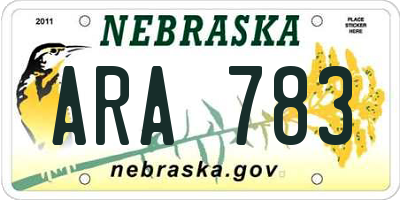 NE license plate ARA783