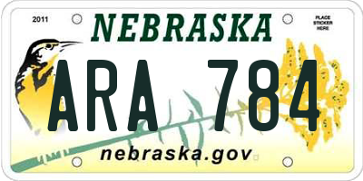 NE license plate ARA784