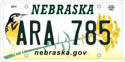 NE license plate ARA785