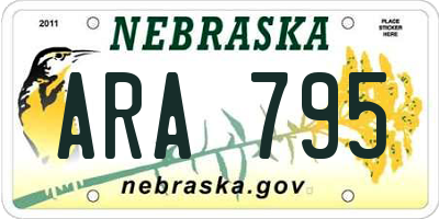 NE license plate ARA795