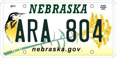 NE license plate ARA804