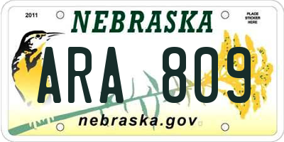 NE license plate ARA809