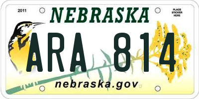 NE license plate ARA814