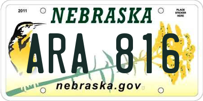 NE license plate ARA816