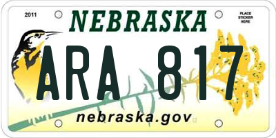 NE license plate ARA817