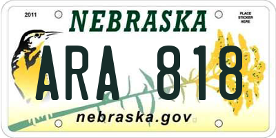 NE license plate ARA818