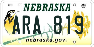 NE license plate ARA819