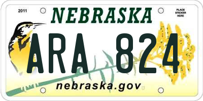 NE license plate ARA824