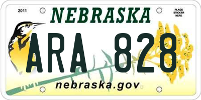 NE license plate ARA828