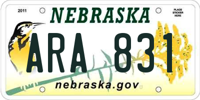 NE license plate ARA831