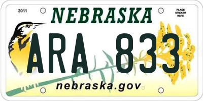 NE license plate ARA833