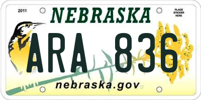NE license plate ARA836