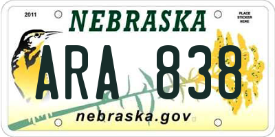 NE license plate ARA838