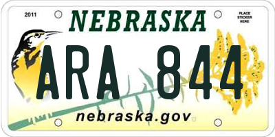 NE license plate ARA844