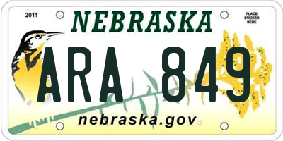 NE license plate ARA849