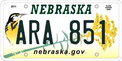 NE license plate ARA851