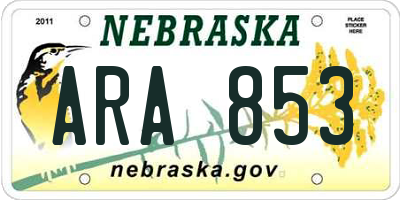 NE license plate ARA853