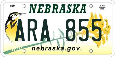 NE license plate ARA855