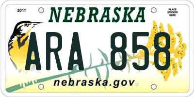 NE license plate ARA858