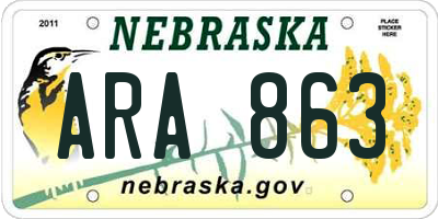 NE license plate ARA863