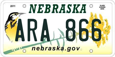 NE license plate ARA866