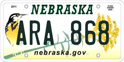 NE license plate ARA868