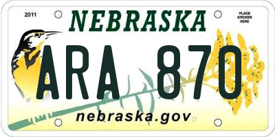 NE license plate ARA870