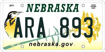 NE license plate ARA893