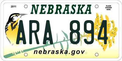 NE license plate ARA894