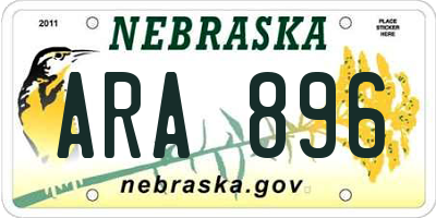 NE license plate ARA896