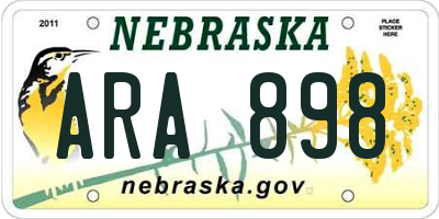 NE license plate ARA898